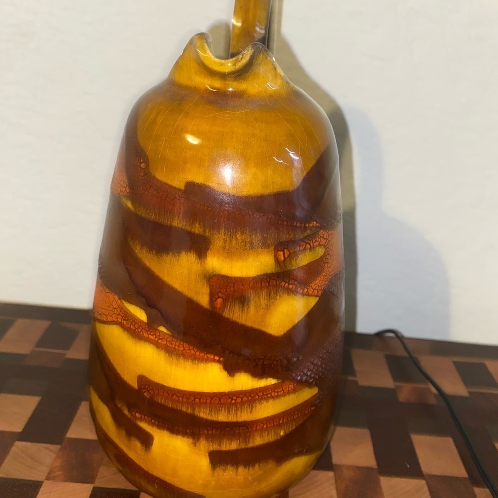 Vintage Royal Haeger Earth Wrap Lava Drip Glaze MCM Art Deco Brown Pitcher 9”H - Picture 5 of 10